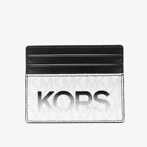 New Michael Kors Cooper Graphic Logo Tall Card Case Black / White Multi